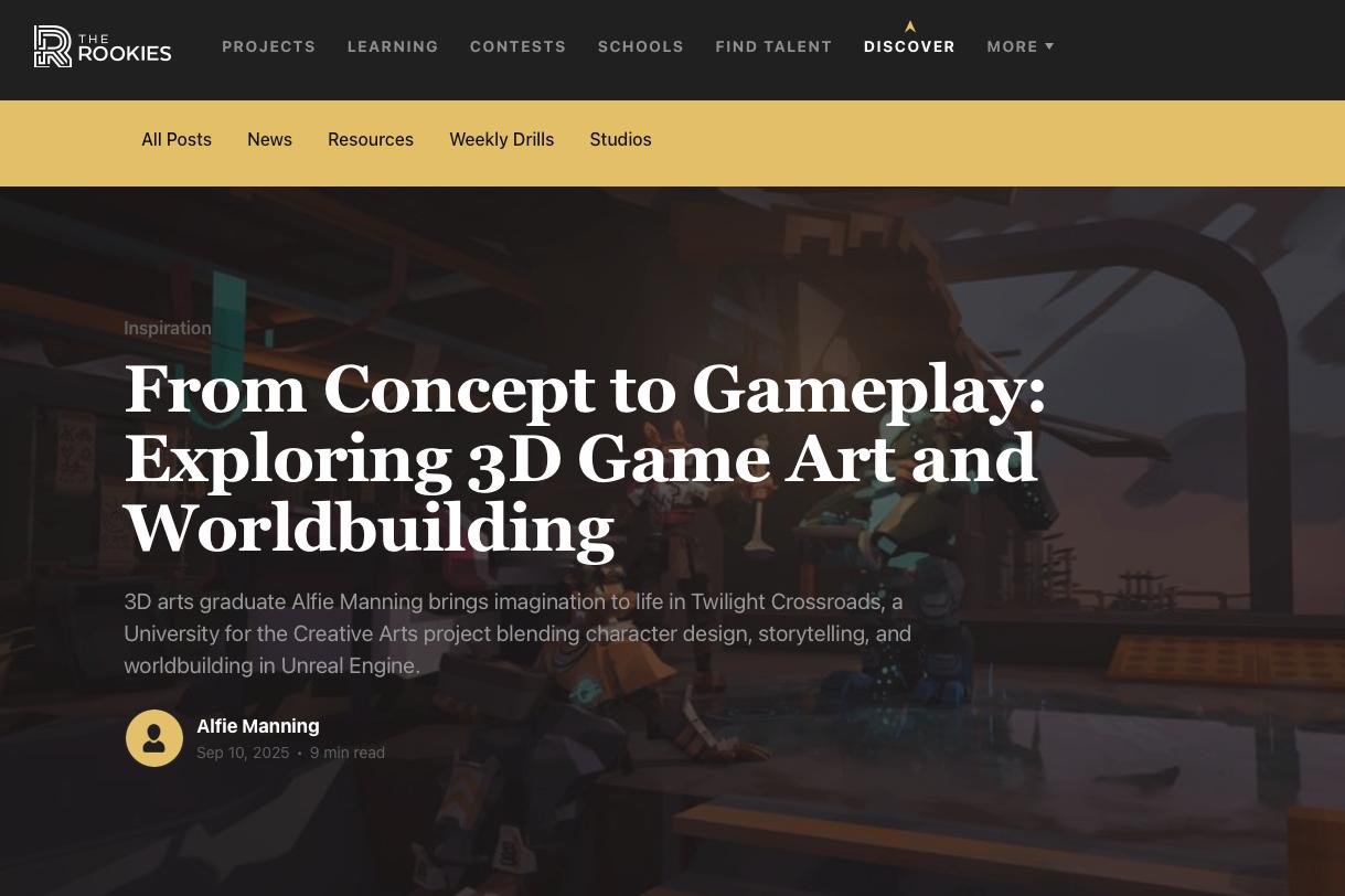 <p>Find out more in Alfie's article on The Rookies: <em>From Concept to Gameplay: Exploring 3D Game Art and Worldbuilding</em></p>