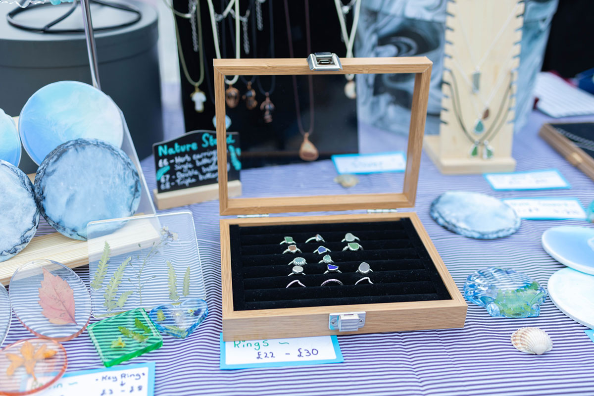 Student-made jewellery for sale at the UCASU markets.