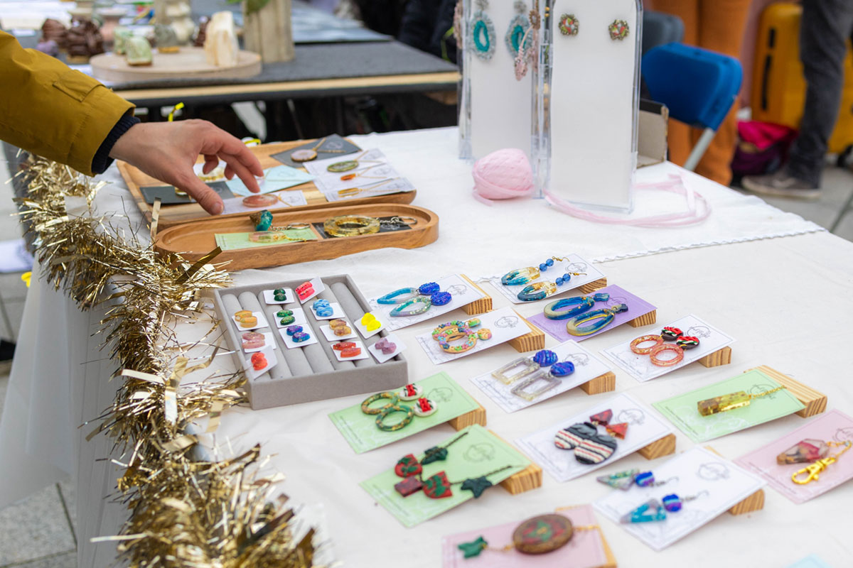 Student-made jewellery for sale at the UCASU markets.